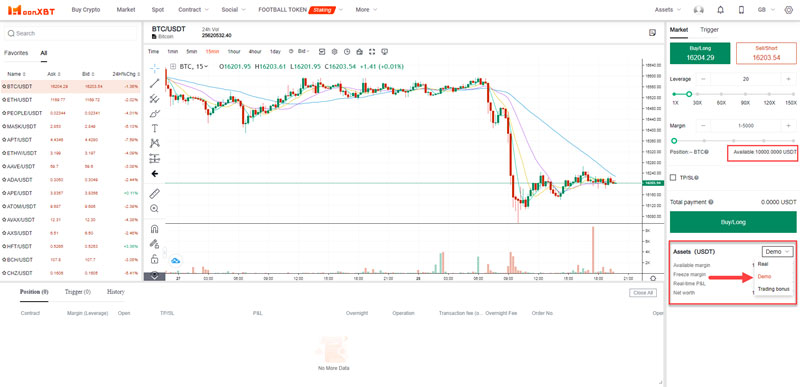 10000$ حساب دمو لیکویید کانترکت MoonXBT