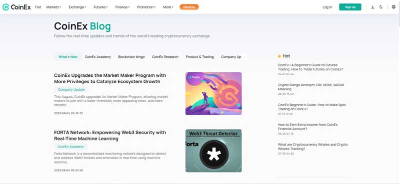 بخش Blog کوین اکس CoinEx