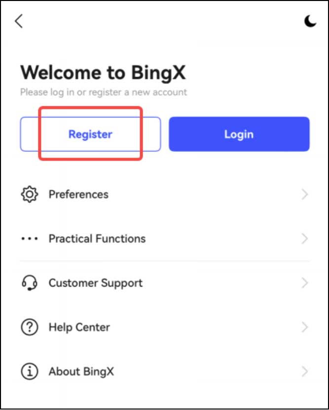 ثبت نام در BingX – مرحله 1
