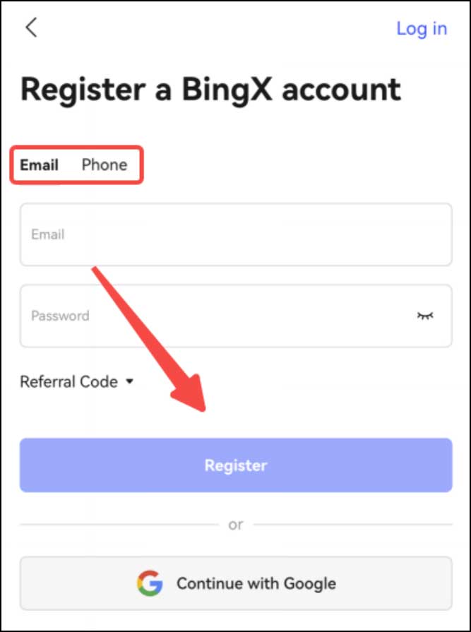 آموزش ثبت نام در BingX – مرحله 2
