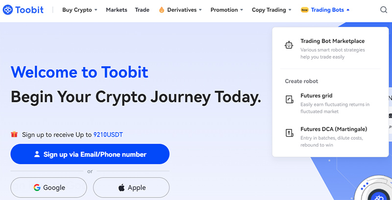 نحوه فعال‌سازی ربات ترید صرافی توبیت Toobit