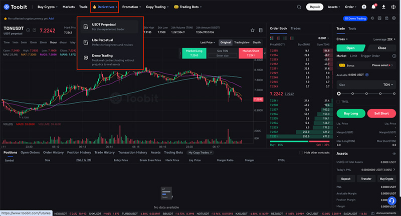 آموزش معامله در صرافی Toobit | ترید در اسپات و فیوچرز