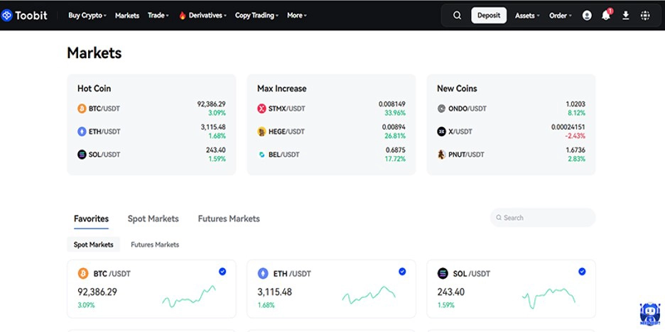 قیمت ارز دیجیتال در صرافی توبیت