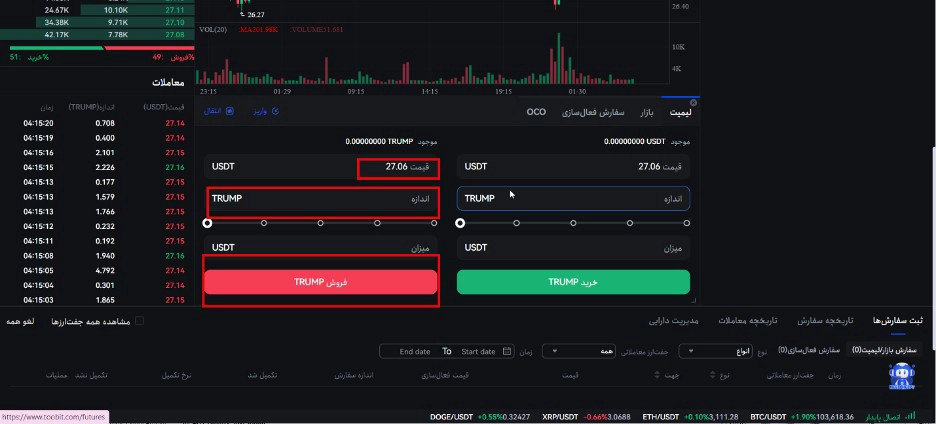 ثبت سفارش فروش