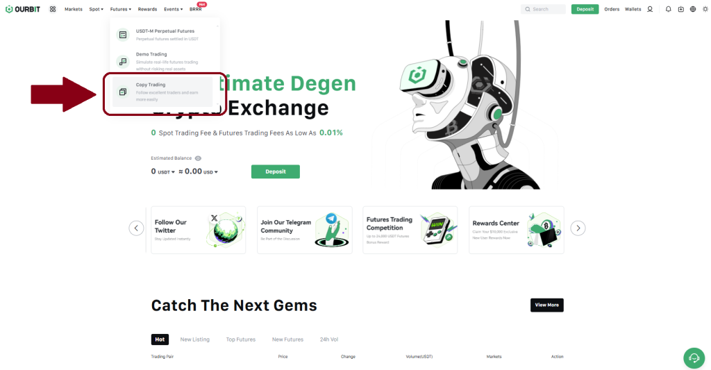 کپی ترید صرافی اوربیت ourbit
