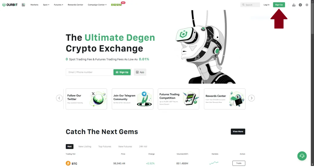 نحوه ثبت نام در صرافی اوربیت