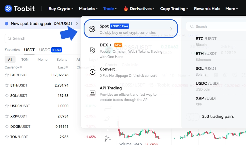 ورود به بازار معاملاتی CROSS/USDT