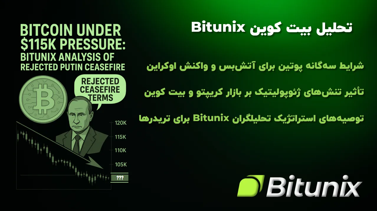 بیت کوین تحت فشار 115 هزار دلار : تحلیل Bitunix از رد شرایط آتش‌بس پوتین