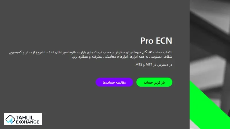 حساب Pro ECN بروکر آلپاری