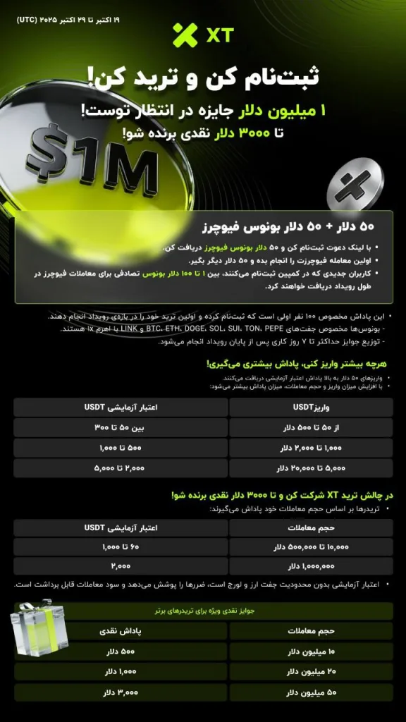 سهم خودت از جایزه ۱ میلیون دلاری XT را همین حالا ببر